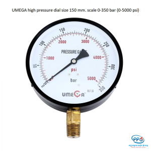 UMEGA high pressure dial size 150 mm. scale 0-350 bar (0-5000 psi)